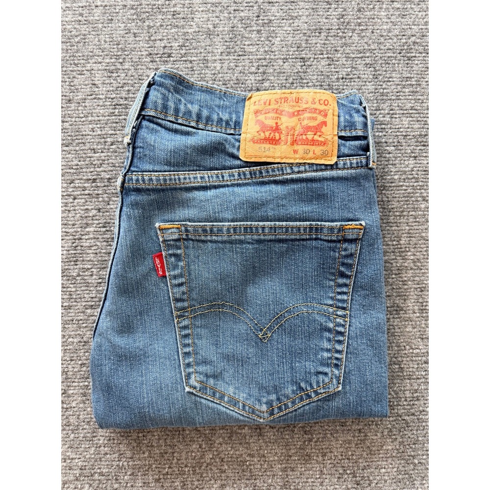 Levi's 514 Straight‎ Fit Mens Jeans Size 30x30 Medium Wash Blue Denim